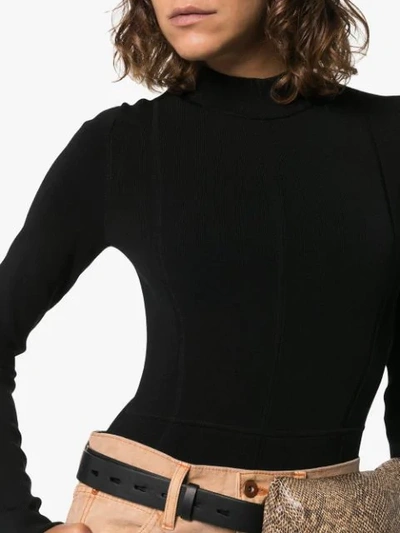 Shop Helmut Lang Cut-out Fitted Bodysuit In Black