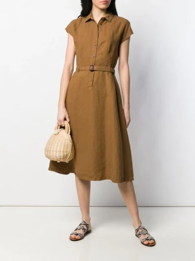 Shop Aspesi Belted Shirt Dress In Brown