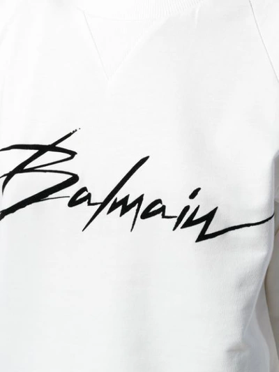 Shop Balmain Logo Sweatshirt - White