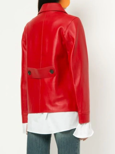 Shop Alexa Chung Buttoned Leather Jacket In Red