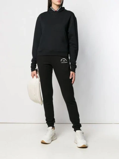 Shop Karl Lagerfeld Embroidered Logo Hoodie In Black