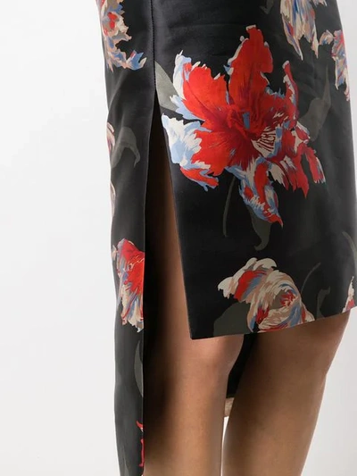 Shop Rochas Floral Print Pencil Skirt In Black