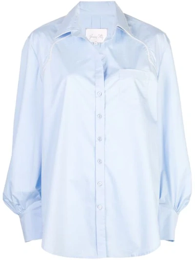Shop Johanna Ortiz Piped Shirt In Blue