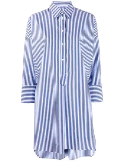 Shop Alberto Biani Striped Tunic Style Shirt - Blue