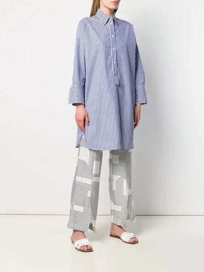 Shop Alberto Biani Striped Tunic Style Shirt - Blue