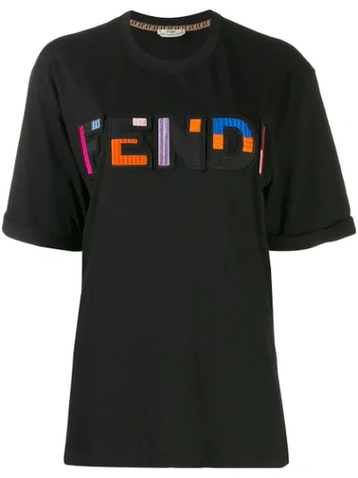 Shop Fendi Ff Logo T-shirt In Black