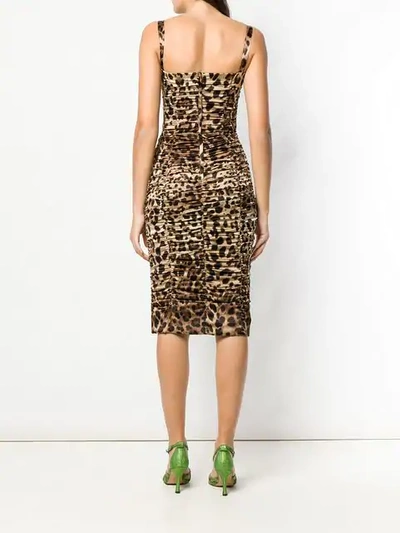 Shop Dolce & Gabbana Leopard Print Midi Dress In Neutrals