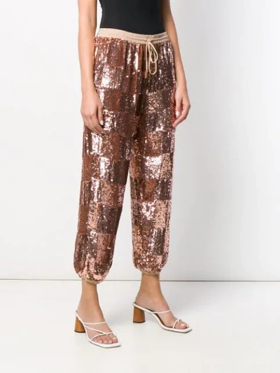 Shop Retroféte Embellished Drawstring Trousers In Brown