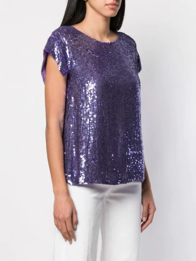 Shop P.a.r.o.s.h Sequin Embroidered Blouse In Purple