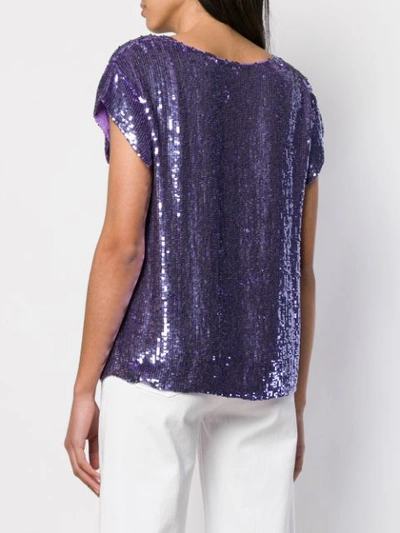 Shop P.a.r.o.s.h Sequin Embroidered Blouse In Purple