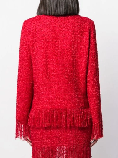 Shop Msgm Fringed Jacket In Red