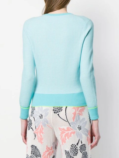 Shop Barrie Waffle-knit Fitted Sweater In Blue