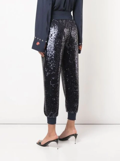Shop Cinq À Sept Giles Sequinned Trousers In Navy