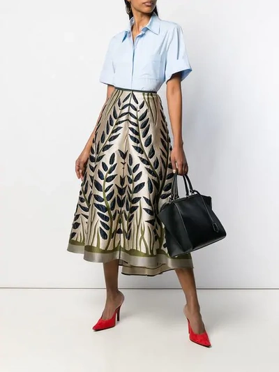 Shop Fendi Floral Jacquard Skirt In Neutrals