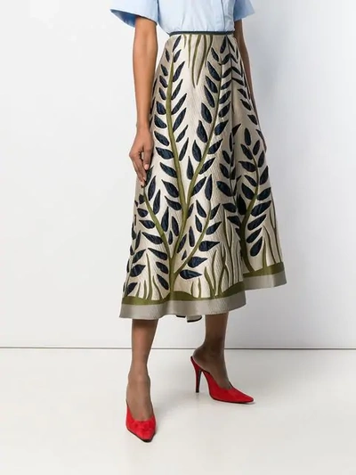 Shop Fendi Floral Jacquard Skirt In Neutrals
