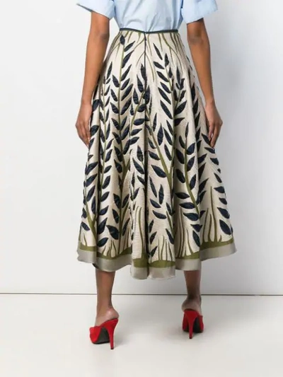 Shop Fendi Floral Jacquard Skirt In Neutrals