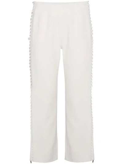 Shop Jonathan Simkhai Cropped Trousers With Side Laces In Neutrals