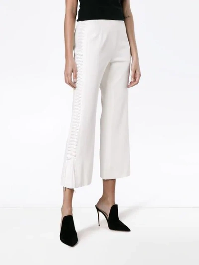 Shop Jonathan Simkhai Cropped Trousers With Side Laces In Neutrals