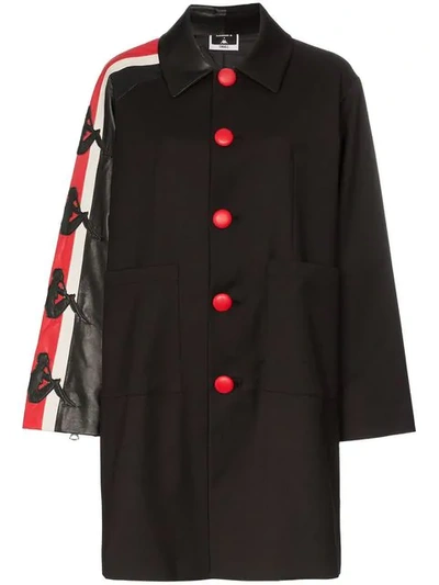 Shop Charm's X Kappa Contrast Sleeve Coat In Black