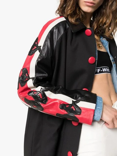 Shop Charm's X Kappa Contrast Sleeve Coat In Black