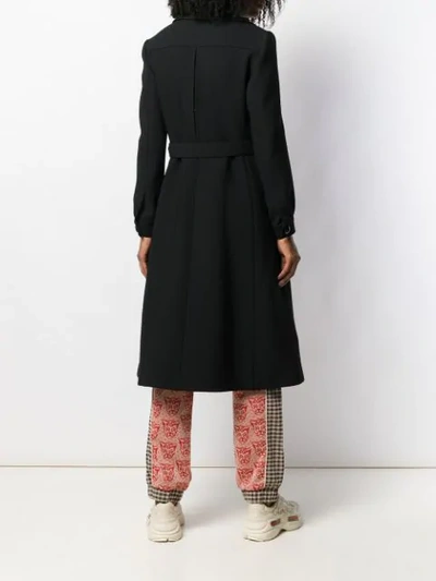 GUCCI BELTED WOOL COAT - 黑色