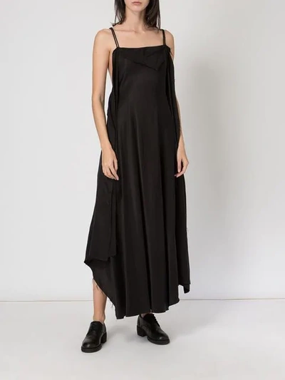 Shop Aganovich Long Asymmetric Dress In Black