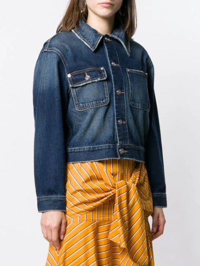 Shop Current Elliott Cropped Denim Jacket In Blue