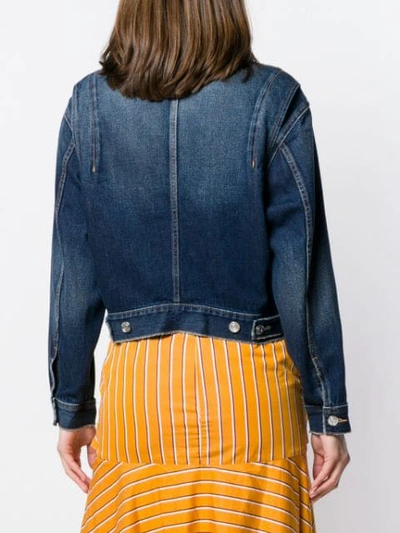 Shop Current Elliott Cropped Denim Jacket In Blue