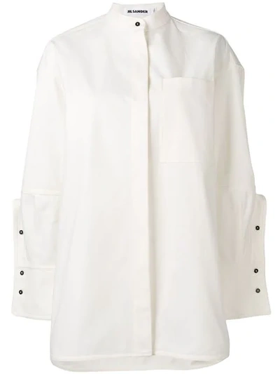 Shop Jil Sander Mandarin-collar Shirt - White