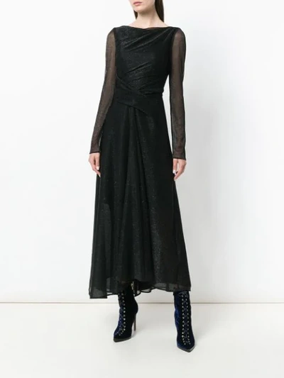 Shop Talbot Runhof Long-sleeved Metallic Dress In Black