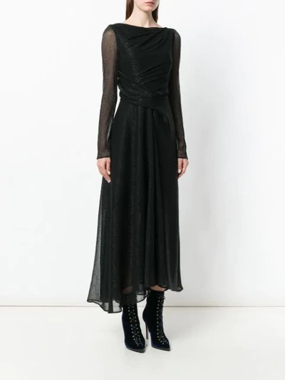 Shop Talbot Runhof Long-sleeved Metallic Dress In Black