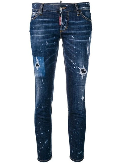 Shop Dsquared2 Slim Distressed Jeans In Blue