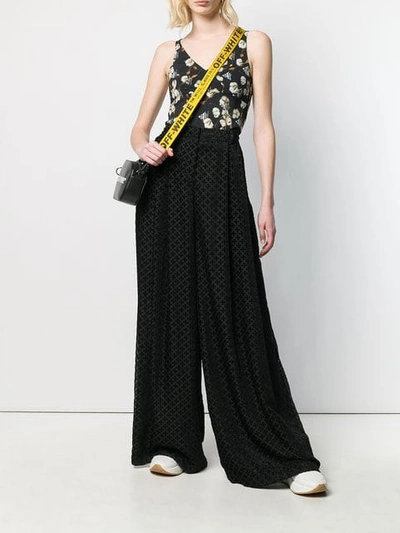 Shop Off-white Velvet Cross Palazzo Pant In Black