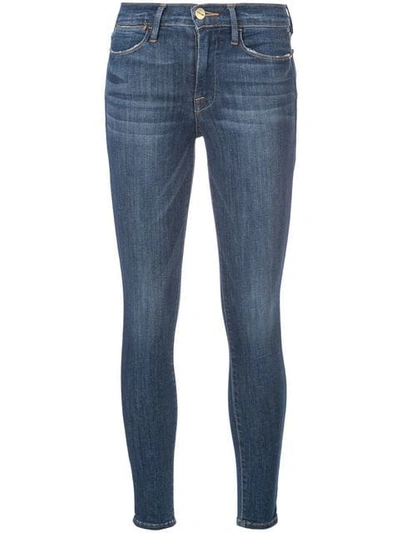 Shop Frame Skinny Cropped Jeans In Blue