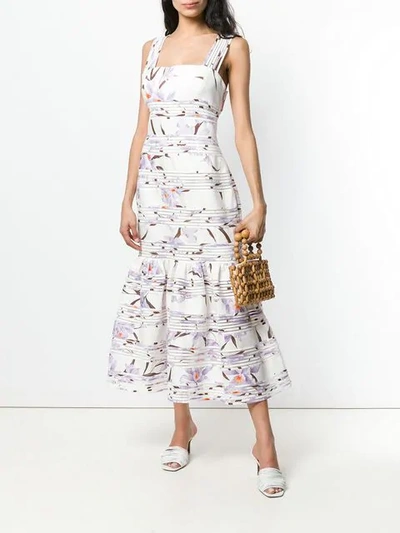 Shop Zimmermann Pleated Floral Dress In White
