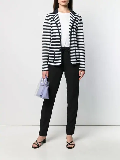 Shop Liu •jo Knit Striped Blazer In White