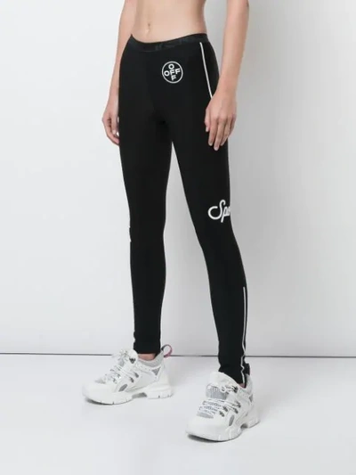 Shop Off-white Graphic Print Leggings In 1001 Black White