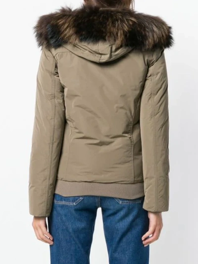 Shop Woolrich Fur Trim Coat In Green