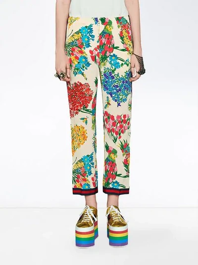 Shop Gucci Corsage Print Silk Pajama Pant In 9272