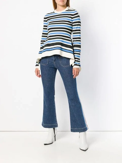 Shop Sonia Rykiel Flared Side Stripe Jeans In Blue