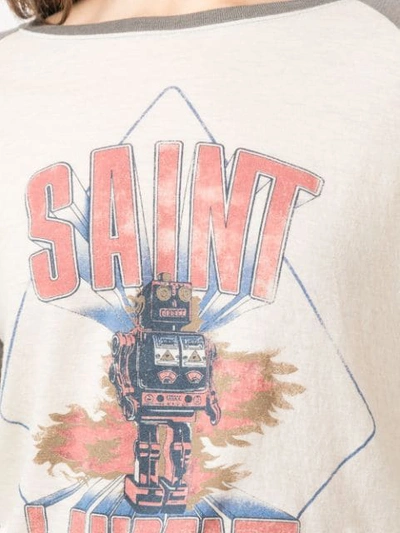 Shop Saint Laurent Logo T-shirt - Neutrals