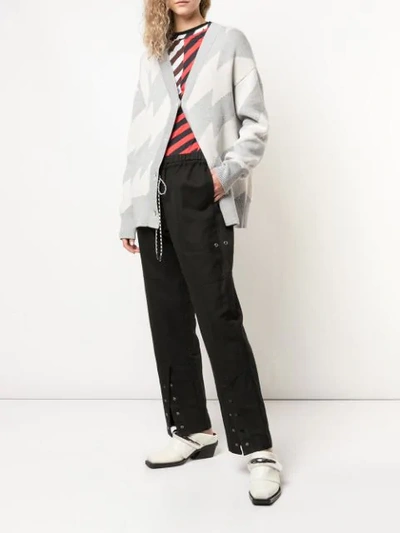 Shop Proenza Schouler Pswl Broken Stripe Jacquard Cardigan In Grey
