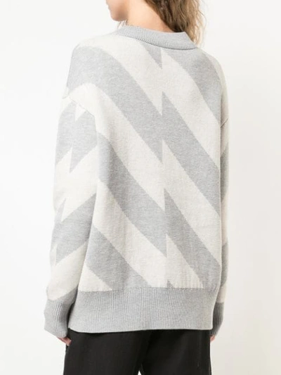 Shop Proenza Schouler Pswl Broken Stripe Jacquard Cardigan In Grey