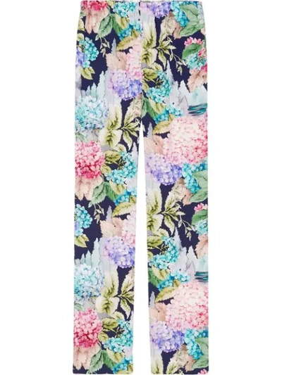 Shop Gucci Hydrangea Silk Pajama Pant In Multicolour