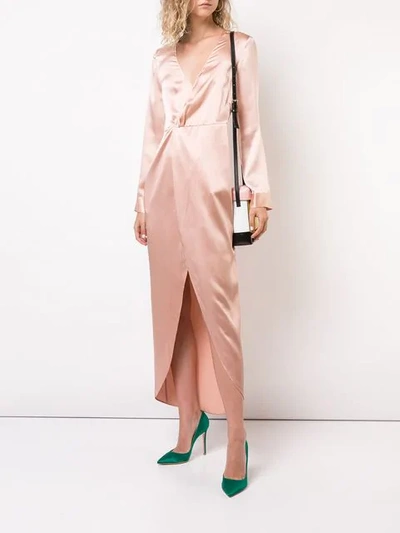 Shop Fleur Du Mal Plunging Wrap-around Dress In Pink