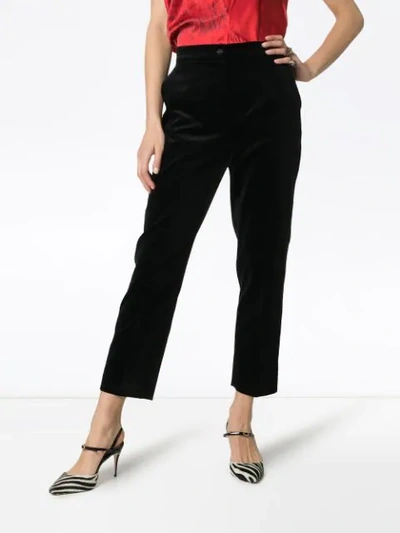Shop Dolce & Gabbana Slim Leg Velvet Suit Trousers In Black