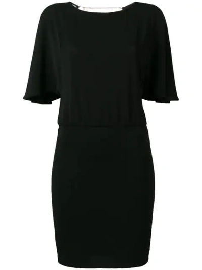 Shop Patrizia Pepe Flutter Sleeve Dress In Black