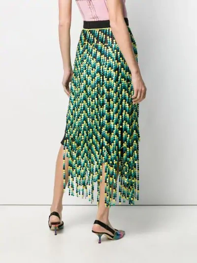 Shop Marco De Vincenzo Paneled Embroidered Bead Skirt In Green