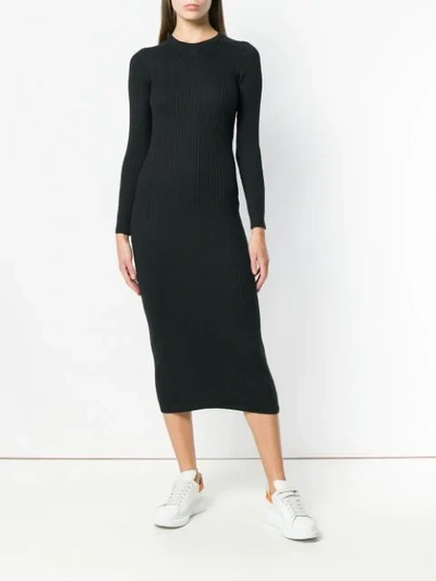 Shop Courrèges Rib Knit Fitted Dress In Black