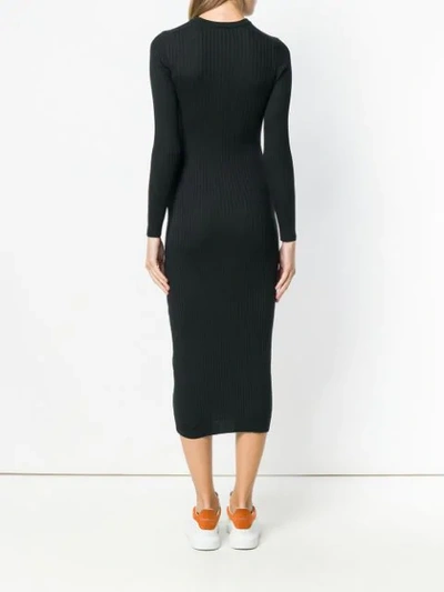 Shop Courrèges Rib Knit Fitted Dress In Black